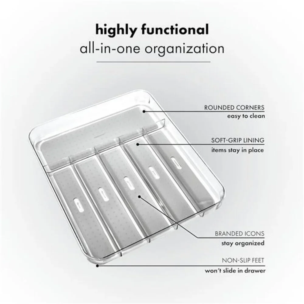 Silverware tray utensil holder kitchen drawer organizer plastic cutlery storage